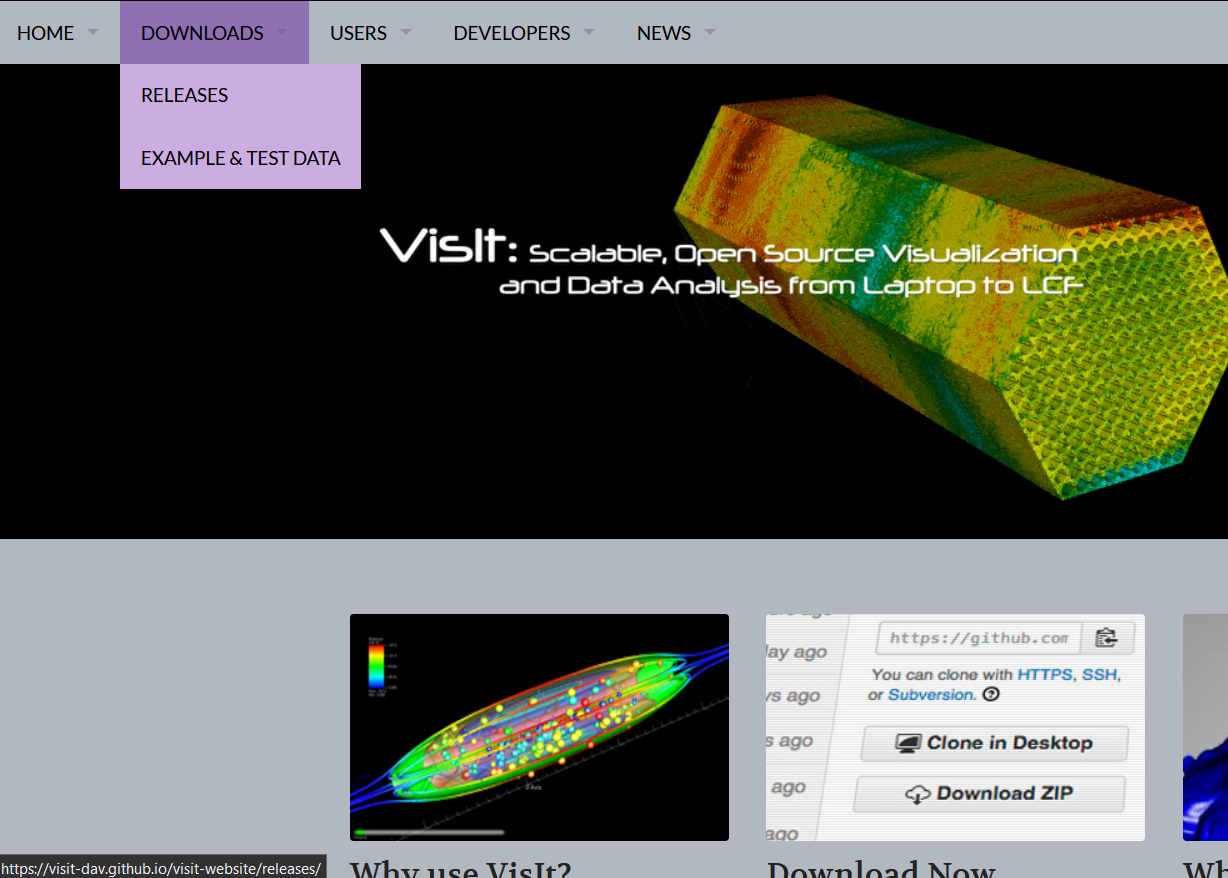Figure 1: VisIt website binary releases
